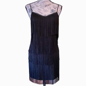 1. State Black Fringe Mini Dress